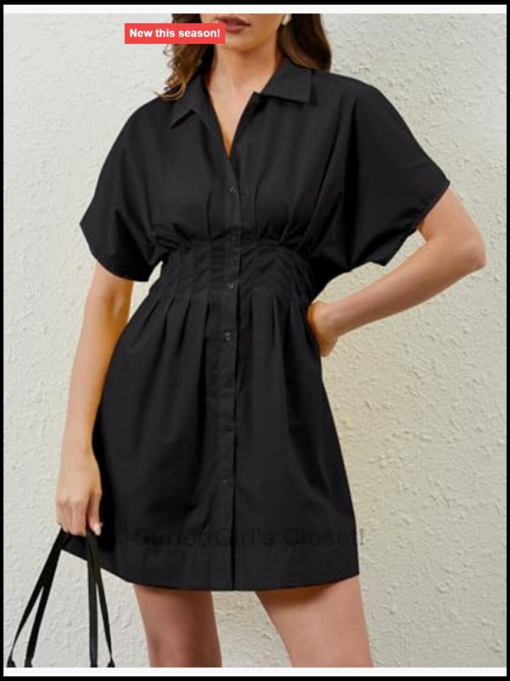 Women Button Down Pleated Corset Mini Dress Short Sleeve Striped Print Cotton - Picture 4 of 7